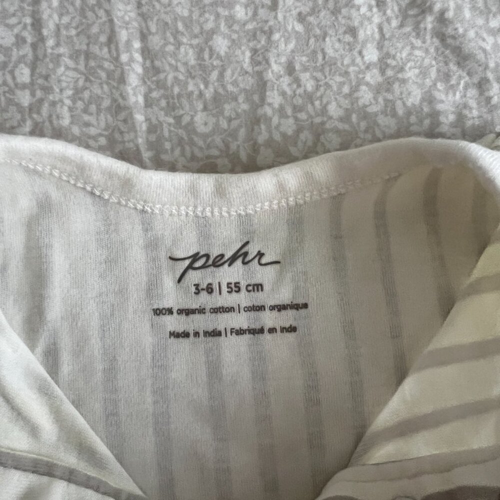 NEW Pehr Baby Boy striped onesie 3 - 6 months organic cotton white blue - Picture 3 of 5